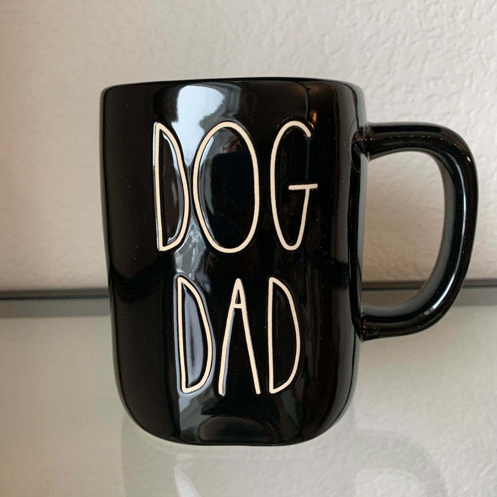 NEW Rae Dunn DOG DAD Black & White Checkered Flag Paw Print Father’s Day Mug Cup - Picture 2 of 9